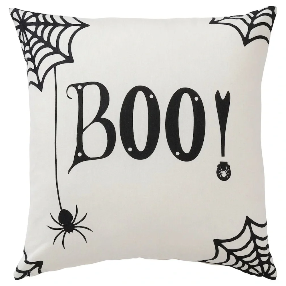 IKEA KUSTFYR Cushion cover, white/black, 20x20 